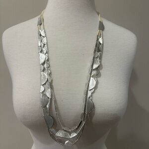 Elegant Three Strand Silver Necklace